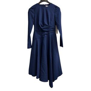 Kay Unger Midnight Navy Long-Sleeve Midi Dress